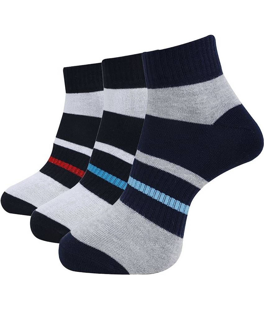 Dollar Cotton Blend Men's Striped Navy Blue Ankle Length Socks ( Pack of 6 )