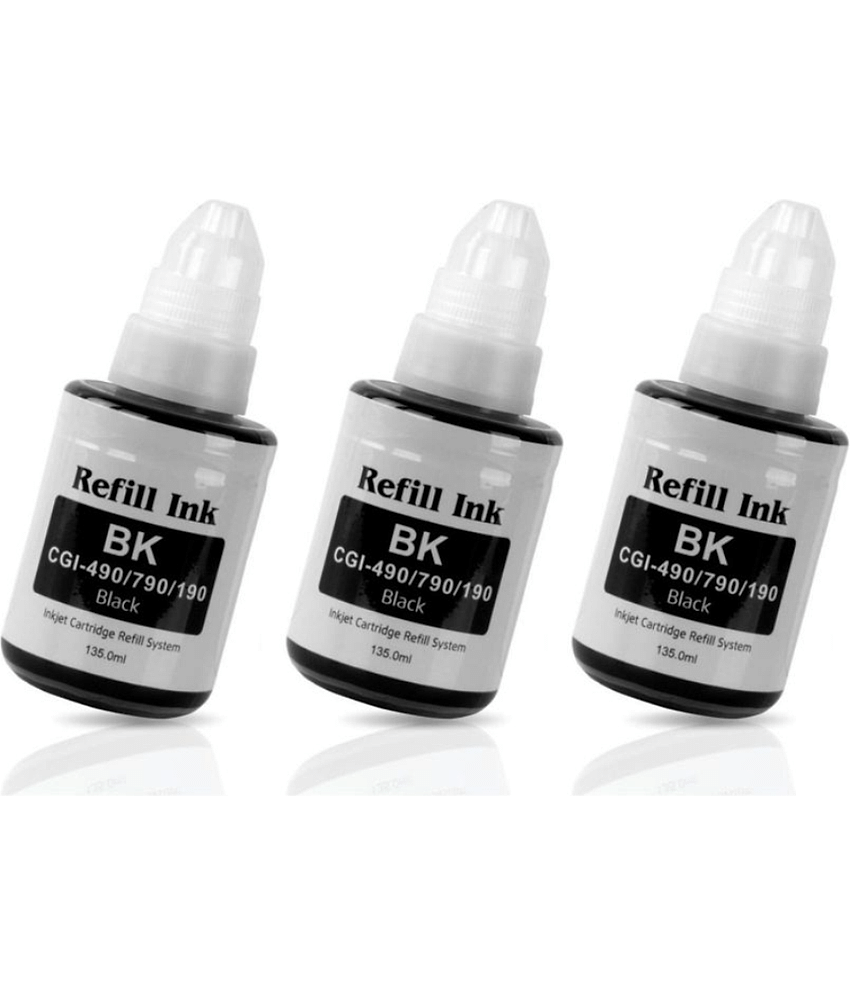 zokio Refill Ink Gi-790 Black Pack of 3 Cartridge for Inkjet Printers G1000,G1010,G1100,G2000,G2002,G2010,G2012,G2100,G3000,G3010,G3012,G3100,G4000,G4010