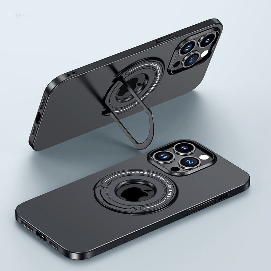 iPhone 13 Series Luxury Magnetic Shell Case With Metal Stand-iPhone 13 Pro / Black