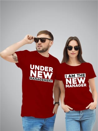 Under new management couple t-shirt pair-S / XS / Maroon