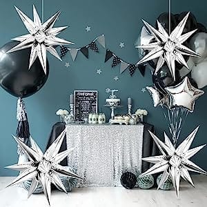 Exploding Silver Star Balloon Hanging - 5D 26" - Party and Festive Needs | Buy online on ZillyBuy