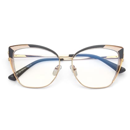 PERKEY Full Rim Cat Eye Blue Light Cut & Antiglare Computer Eyeglasses For Women | Stylish | - OPTL0018-C2-Medium / Grey / Clear