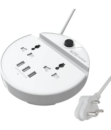 Portronics Power BUN, a Surge Protector with 2 AC Outlets and 3 USB Charging Ports Plus a Phone Docking Station, 1.5 Meter Power Cord, LED Indicator, White