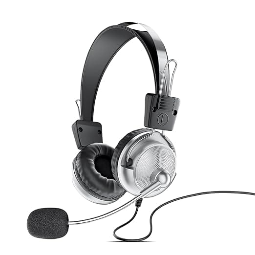 Intex Magna Wired USB Headphone with Microphone | 40Mm Drivers & Lightweight | Crystal Clear Sound with Audio Control Keys | Over Ear Design with Mic (Black)