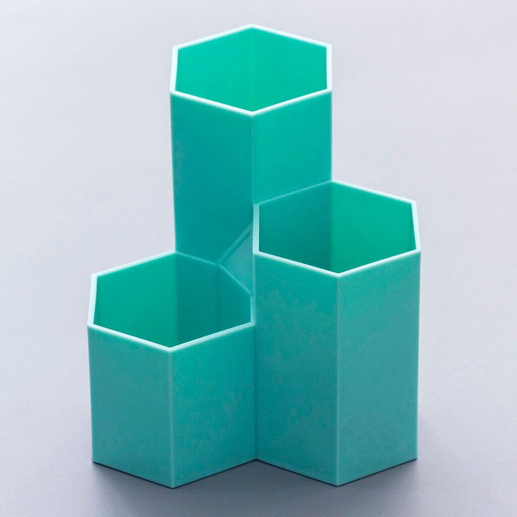 3 Grid Hexagon Pen Stand - Single Piece-Turquoise