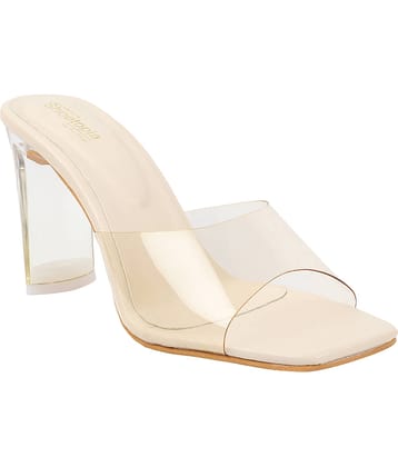 Shoetopia - Cream Women's Slip On Heels