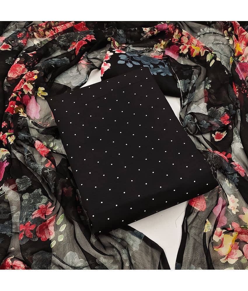 Anand Unstitched Crepe Printed Dress Material - Black ( Pack of 1 )