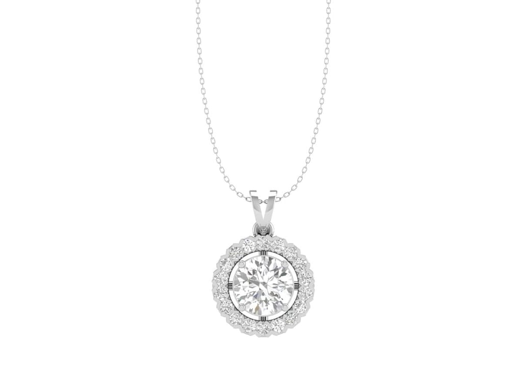 Round Halo Solitaire Necklace