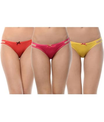 Leading Lady Pack of 3 Cotton Women's Bikini Panties ( Multi Color )