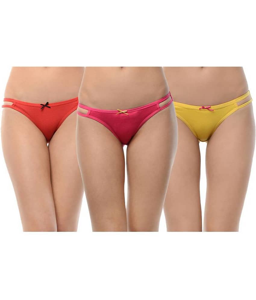 Leading Lady Pack of 3 Cotton Women's Bikini Panties ( Multi Color )