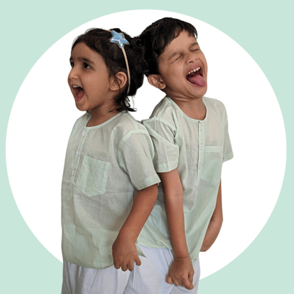 Cotton Mul Night Wear for Kids | Mint Green-1-2Y