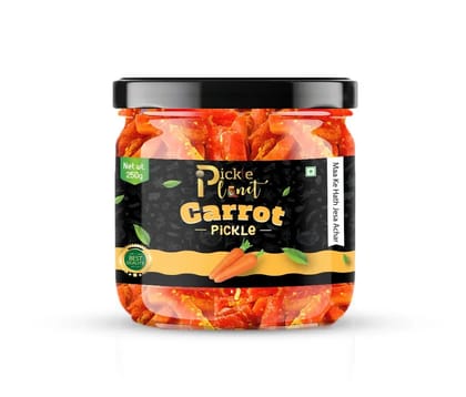 Pickle Planet Homemade Carrot Pickle 250gm jar: Gajar ka Achar, Without Artificial Colors or Flavors
