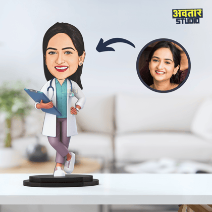 Avatar Studio Personalized Gift for Friends, Brother, BFF, Boyfriend, Father Character Caricature Photo Frame Unique Design Customized Gift for Friends & Family (Doctor Lady)