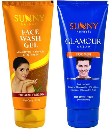SUNNY HERBALS Tea Tree Facewash, Men Glamour Day Cream 100 gm