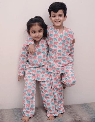 Kids Elephant Printed Night Suit-2 - 3 Yrs