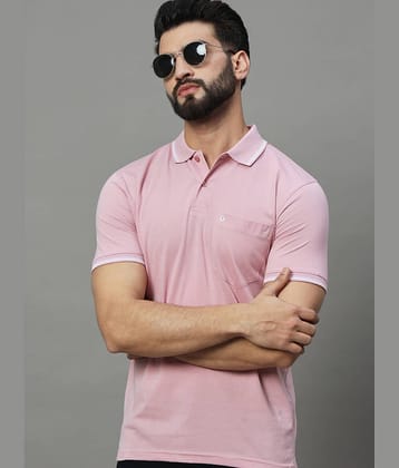 UNIBERRY Pack of 1 Cotton Blend Regular Fit Solid Half Sleeves Men's Polo T Shirt ( Pink )