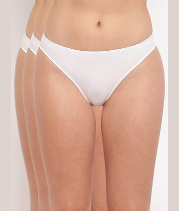La Intimo Pack of 3 Cotton Lycra Bikini For Women ( White )