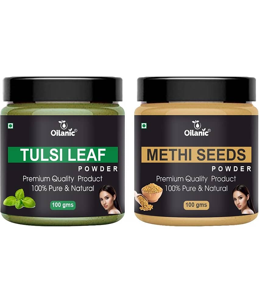 Oilanic 100% Pure Tulsi Powder & Methi Powder For Skincare Hair Mask 200 g Pack of 2