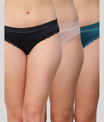 PrettyCat Pack of 3 Satin Bikini For Women ( Multicolor 8 )