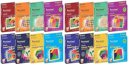 Braintastic Wooden Assorted Jigsaw Puzzle, Pack of 16(2 Each of 8 Different Puzzles), Birthday Return Gifts, Party Pack, Return Favors for Kids-4+ yrs(12 Colors per Puzzle)