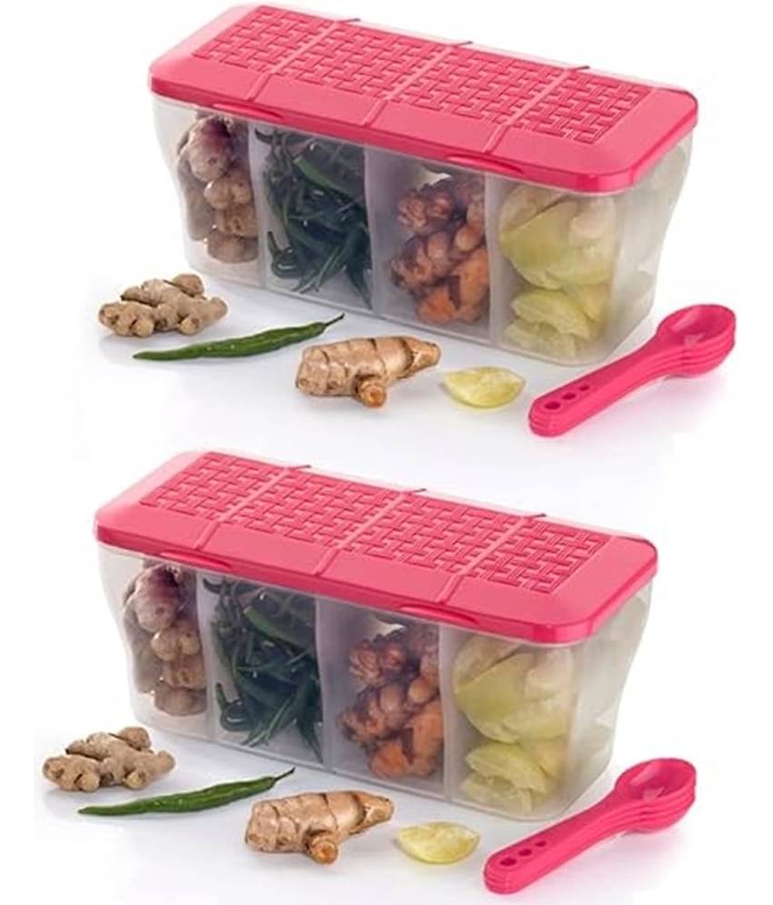 Analog Kitchenware Dal/Masala/Vegetable Plastic Pink Pickle Container ( Set of 2 )
