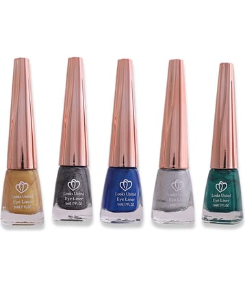 Looks United - Green Metalic Eye Liner Liquid ( Pack of 5 )