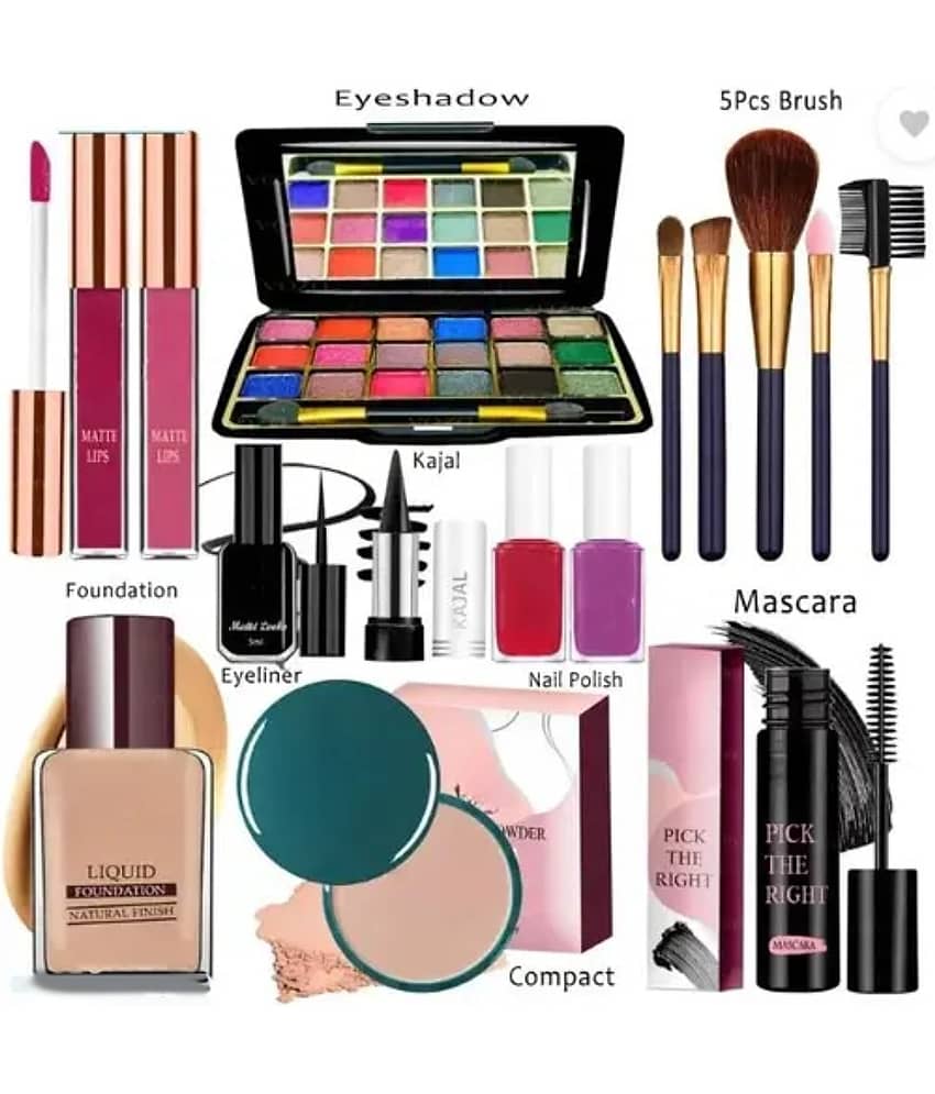 Swenky All in One Professional Makeup Kit Complete Beauty Essentials for Face, Eyes, Lips And Nails(Pack of 11)