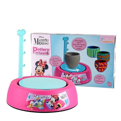 Kriiddaank Minnie Kids Pottery Wheel Battery Operated With Molding Clay & Painting Kit Set Learning And Education Multicolor Board Game Toys For Kids (Minnie)
