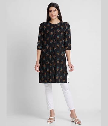 Globus - Black Viscose Women's Straight Kurti ( Pack of 1 )