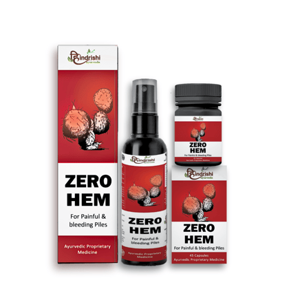 Hindrishi Zero Hem: Piles Care Combo: Fast & Effective Relief from Piles Pain, Swelling, and Itching-1 Month Combo