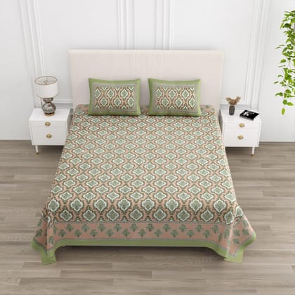 Floral Print Double King Bedsheet with 2 Pillow Covers-Ethnic Motifs / Double King (90X108 Inches) / Regular
