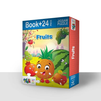 Advit Toys Fruits Jigsaw Puzzle - 24 Piece + 16 Pages Educational Book