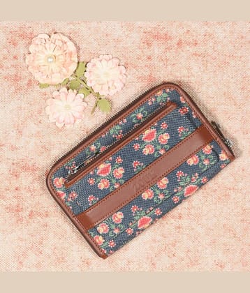 Zouk - Jute Blue Women's Zip Around Wallet ( Pack of 1 )