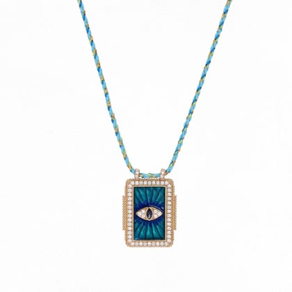 Evil Eye Cubic Zirconia 18K Gold Blue Thread Anti Tarnish Necklace Pendant For Women