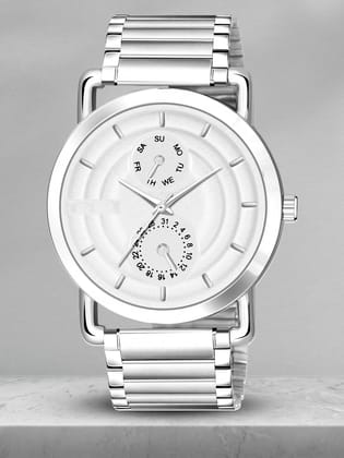 White 3D Embossed Stainless Steel Analog Watch for Men LR121 White 3D Embossed Stainless Steel Analog Watch for Men LR121