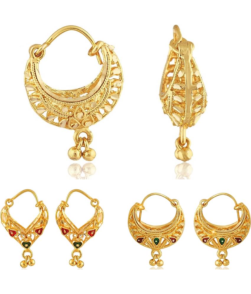 Vighnaharta Gold Plated Clip on Bucket,basket and Chand Bali earring Combo For Women and Girls - VFJ1102-1181-1393ERG