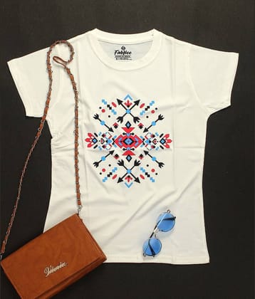Fabflee Women Cotton Regular Fit Round Neck T-Shirt ( White )