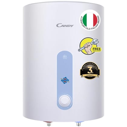 Candy Water Geyser 25 Ltr 4 Star Electric Geyser 2000W Water Heater for Home Free Installation| Warranty 7 Yr on Tank| Shock Proof| Glass-lined Tank| Advanced Multi-Layered| Wall-Mounted Candy Water Geyser 25 Ltr 4 Star Electric Geyser 2000W Water Heater