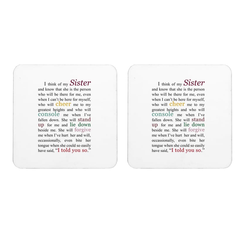 Multicolor Complications Of A Sisiter Set Of 2 Square Wooden Coaster