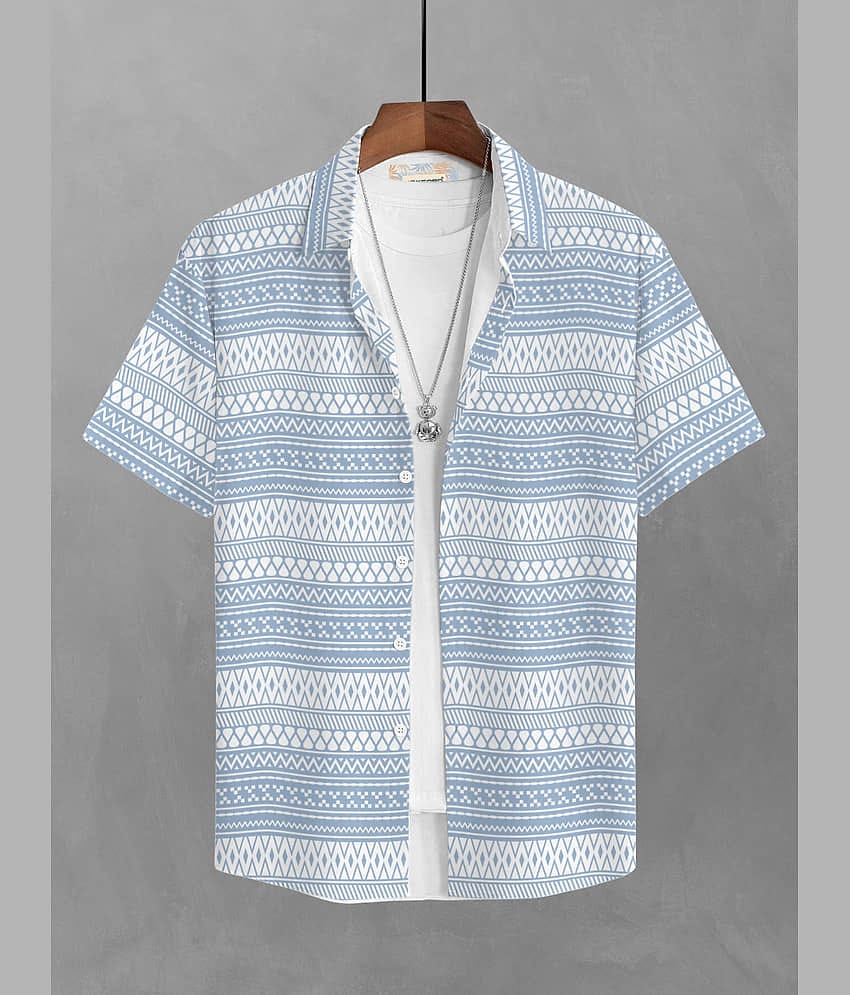 BULLMER Cotton Blend Regular Fit Printed Half Sleeves Men's Casual Shirt - Blue ( Pack of 1 )