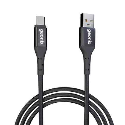 Geonix eForce C03 3A Type-C Fast Charging Cable, 1.2m Braided USB to C Data & Charging for Android Smartphones, Tablets, Laptops  Data Sync, Quick Charge & High-Speed Sync (Black)