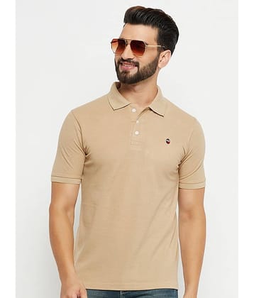 Emerald Pack of 1 Cotton Blend Regular Fit Solid Half Sleeves Men's Polo T Shirt ( Beige )
