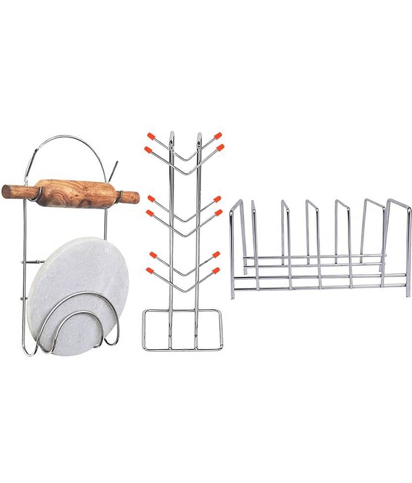 OC9 Silver Stainless Steel Dish Racks ( Pack of 3 )