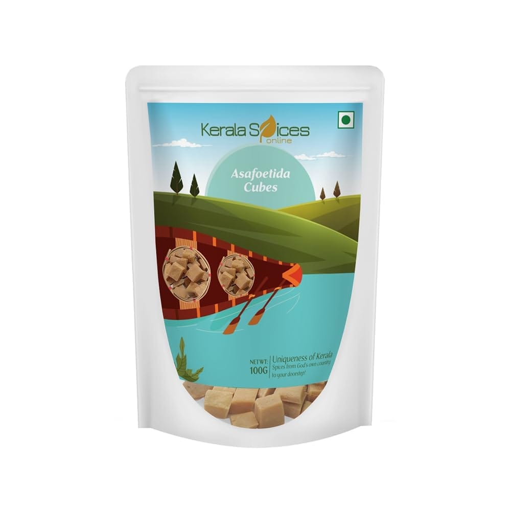Kerala Spices Asafoetida Cubes Strong & Aromatic Hing Whole, Asafoetida, Laljee Godhoo Powder, Can Be Used As A Digestive Aid,Hing, Compunded Asafoetida 100 gm