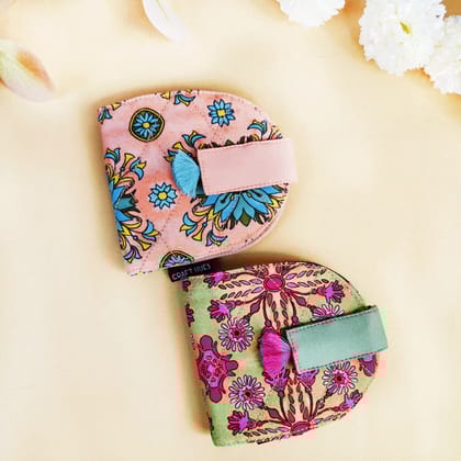 SEMI-OVAL 2-FLAP WALLET COMBO- PEACH-GREEN TILES