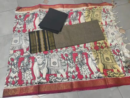 Hand Painted Kalankari Dress Material Set 3 Piece