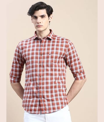 Showoff Cotton Blend Regular Fit Checks Full Sleeves Men's Casual Shirt - Rust ( Pack of 1 )