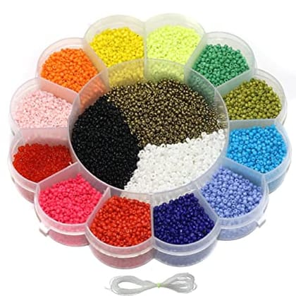10 Pcs, 15 Color, 11/0 Neon & Opaque Glass Seed Beads Kit-MultiColor