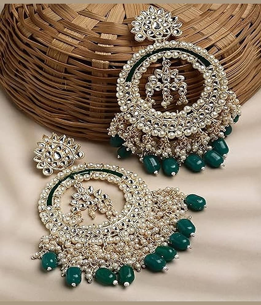 Padmavati Bangles Maroon Chandbalis Earrings ( Pack of 1 )