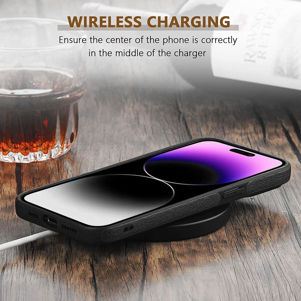 LIRAMARK PU Leather Flexible Back Cover Case Designed for iPhone 14 Pro Max (6.7 inch)